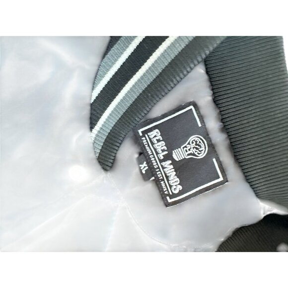 REBEL MINDS Men's Fly High Black Graphic Bomber Jacket Size XL - Picture 4 of 11